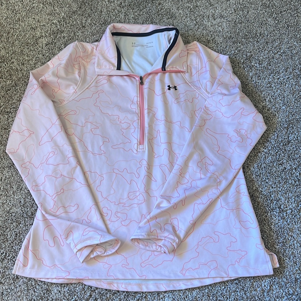 Under Armour Pink Fleece Half Zip Pullover size large pink camo